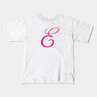 Letter E Monogram, Pink Color Personalized Design Kids T-Shirt